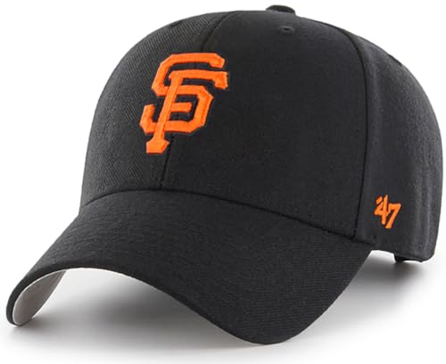 47 Brand MLB Team Color Primary Logo MVP Adjustable Structure Baseball Cap Hat, Adult One Size Fits All - San Francisco Giants Black
