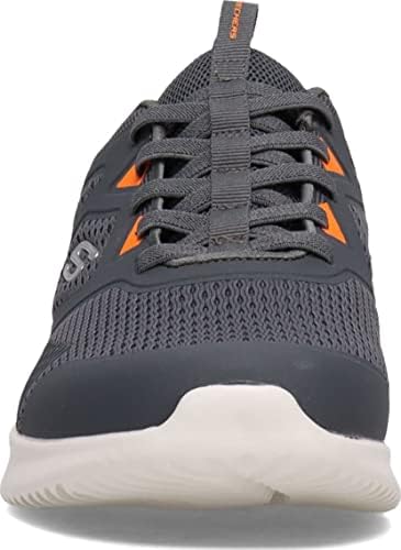 Skechers Men's Sneaker Walking Shoe, Charcoal Mesh Synthetic Orange Trim, 8 | Image 1