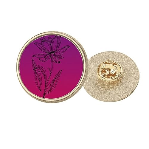 Broche fleur de lotus dorée Black Line M bijou de vêtement rond en métal