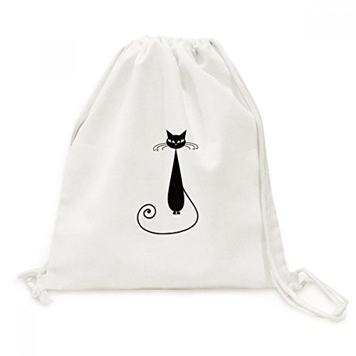 Sac à dos cordon chat noir en toile idéal pour vos sorties et voyages