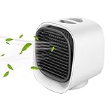 FÁCIL Y SEGURO DE USAR: puede mover libremente la ubicación del aire acondicionado, es fácil usar este enfriador de aire personal, solo agregue agua, enchufe la corriente y enciéndala. Puede utilizar el puerto USB de dispositivos móviles, como computadoras portátiles, como fuente de alimentación.