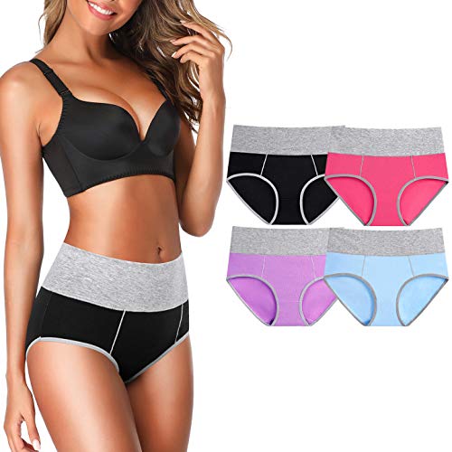 Image of Womens Underwear,Cotton Mid Waist No Muffin Top Full Coverage Brief Ladies Panties Lingerie Undergarments for Women Multipack