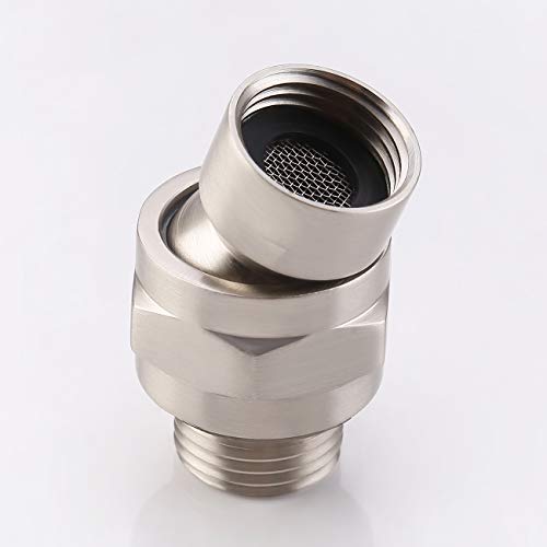 KES Shower Connector Ball Joint Shower Head Swivel Ball Adapter Brass Adjustable Shower Arm Extension Universal Component Brushed Nickel, PSB101-BN