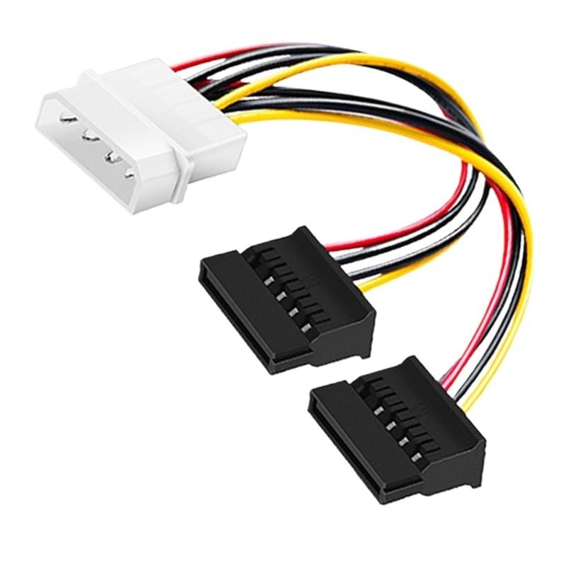 Cavo di alimentazione SATA a Y per driver rigido SATA a 4 pin Mo+lex IDE a 2 Serial ATA, cavo adattatore per doppio disco rigido (da Molex a 3 x SATA)