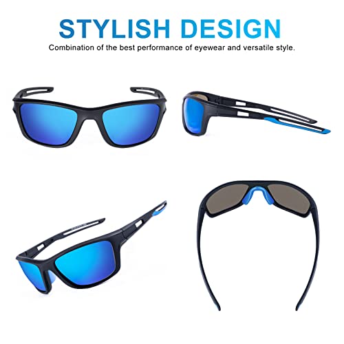 OKH 2 Pack Polarised Cycling Sunglasses Wrap Around Men Women Retro Sun Glasses UV Protection Outdoors Sports Biking Running Fishing Hiking Driving Eyewear with Rope Strap - Image 2