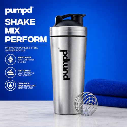 PUMPD 750ml Silver Protein Shaker Bottle - Image 3