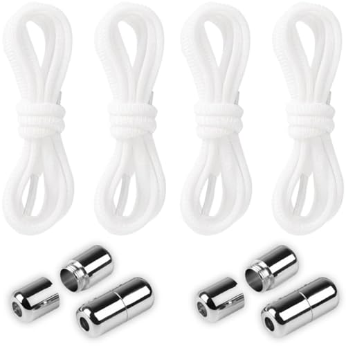 2 Paia No Tie Elastici Stringhe delle Scarpe,Elastici Lacci con Chiusura in Metallo,Larghezza 5mm, Lacci Senza Nodo No Tie Lacci, per Scarpe da Ginnastica,Scarpe da Corsa, Scarpe Casual(105cm)