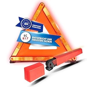 Walser Pannendreieck, faltbares Warndreieck + Aufbewahrungsbox, Notfall-Dreieck ECE R27 Zertifiziert, Unfallsicherung, Gefahrenstellen-Kennzeichnung rot