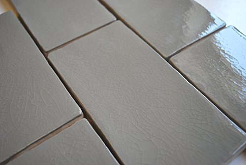 3x6 Gray Glossy Crackle Glazed Subway Ceramic Tile Backsplashes Walls Showers