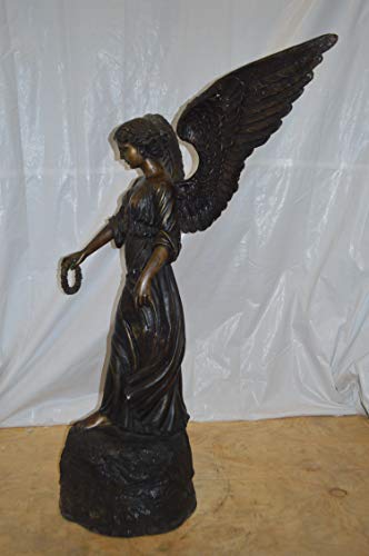 Estatua de Ángel de Bronce Tamaño Real en Roca miniatura 4