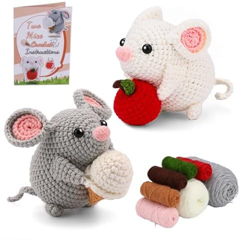 LVIITIS The Beginners Crochet Kit with Yarn, Crochet Starter Kit for Adult with Step-by-Step Video Tutorials-The Mouse Cover