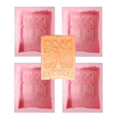 LVDGE Natural Tree Flowers Silicone Soap Mold for Skincare Soap Making, DIY Skincare Products & Small Business Soap (4PCS Tree)