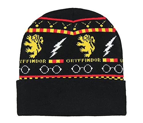 Harry Potter Gryffindor Themed Design Knit Cuff Beanie and Glove Set Youth OSFM Black4