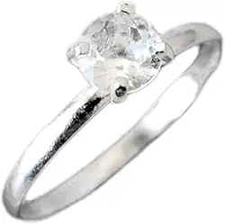 Anel Solitário Liso Prata 925 Pedra Brilhante Presente Namoro Noiva