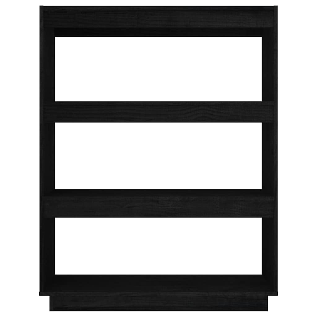 Libreria divisoria nera in legno di pino massiccio, 80 x 35 x 103 cm, scaffale sottile con molto spazio per ufficio, soggiorno, studio e cameretta dei bambini