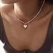 JEAIRTS Rhinestone Heart Choker Necklace Sparkly Crystal Chokers Minimalist Love Pendant Necklaces Fashion Rhinestone Chain Jewelry Party Prom Accessories for Women(2-Gold)