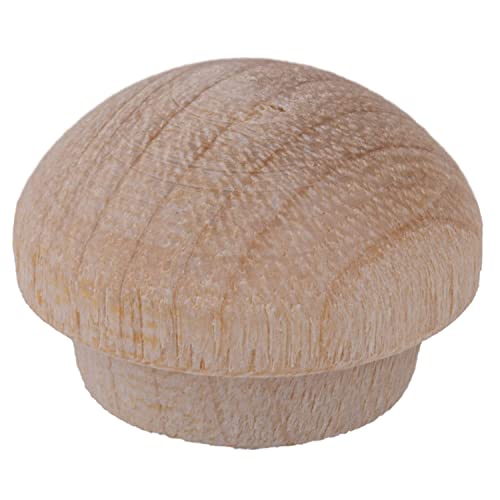 Image of Mushroom Birch Screw Hole Button Plugs | 3 /8 inch Diameter | Pack of 50 Approx. | Wood Turned End Grain Round Mushroom Head with Shoulders | UA-105-BW