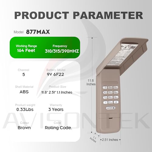 Avisontek 877Max Universal LiftMaster Garage Door Opener Keypad by Avisontek - Used condition - Image 7