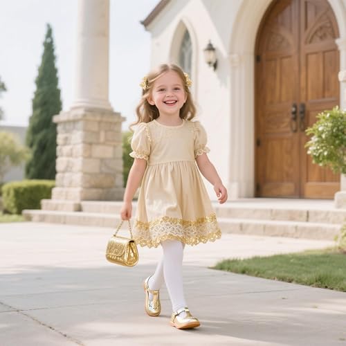 Image of GINFIVE Toddler Girls Dress Shoes Little Kids Flats School Mary Janes Shoes