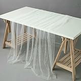Fenhaodian Elegante Camino de Mesa para el hogar, Ideal para Decorar la Mesa de postres o el Comedor. Un Camino de Mesa romántico de Gasa con Malla de Perlas, Bodas, Baby Showers y cumpleaños.