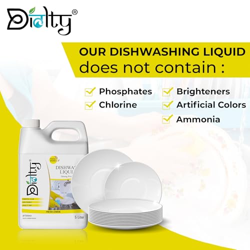 Image of Diolty Dishwashing Liquid Gel 5L | Lemon Fragrance | Tough on Grease, Residue-Free | Non-Toxic, Gentle on Hands | Kitchen Utensil Cleaner