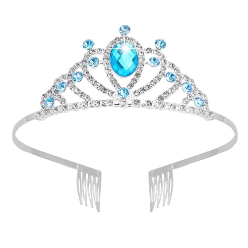GAFATORY Blue Crystal Crown for Girls Rhinestone Princess Tiara with Comb Blue Tiara for Girls Women Bling Queen Crown for Party Wedding Pageant Birthday
