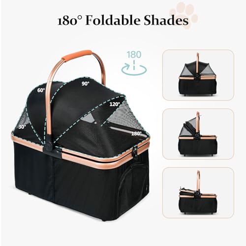 Pet Stroller, Dog Strollers with Removable Carrier, Pet Stroller for Cats and Small and Medium Dogs, 4 Wheels Travel Jogger for Puppies, Pet Gear Stroller with Large Storage Basket, Black Pet Stroller, Dog Strollers with Removable Carrier, Pet Stroller for Cats and Small and Medium Dogs, 4 Wheels Travel Jogger for Puppies, Pet Gear Stroller with Large Storage Basket, Black