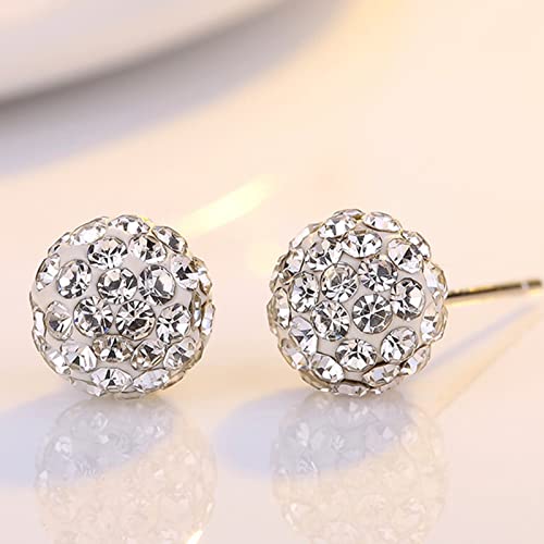 BG&WLing 3 Pieces Crystal Ball Stud Earrings Set for Women, 3 Different Size Sparkle Disco Ball Earring Studs4