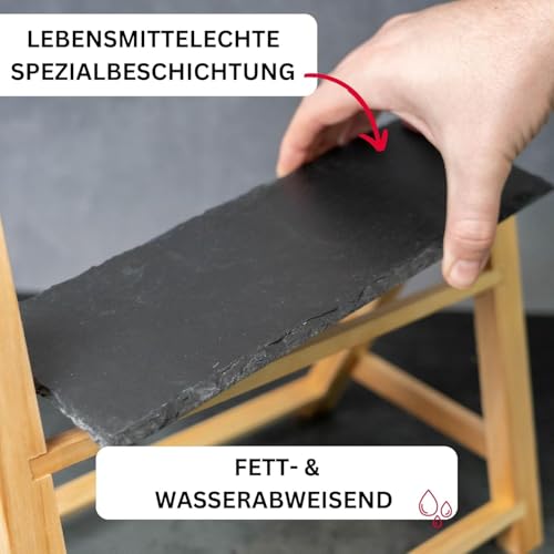 Foto von Westmark 2-stufige Naturschiefer-Etagère/Servier-Regal, Maße: 35,5 x 22 x 27 cm, Schiefer/Kiefer, Tapas + Friends, Anthrazit/Hellbraun, 69692260