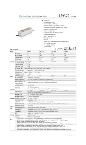 Alimentation à découpage IP67 12V 24V transformateur étanche LPV-20