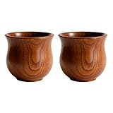 Générique Wooden Cups Drinking - 2 Pieces Wood Beverage Cup for Hot Drinks | Natural Wood with Material, Ideal for Coffee Tea Espresso Latte Wine Milk Serving Kitchen Dining Cafe Table Use
