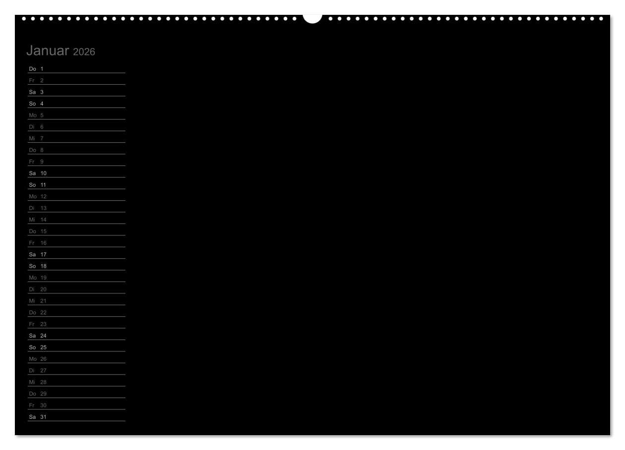Bastel-Geburtstagskalender schwarz/Geburtstagskalender (Wandkalender 2026 DIN A2 quer), CALVENDO Monatskalender: Der elegante Geburtstagskalender zum Selbst-Gestalten (CALVENDO Hobbys)