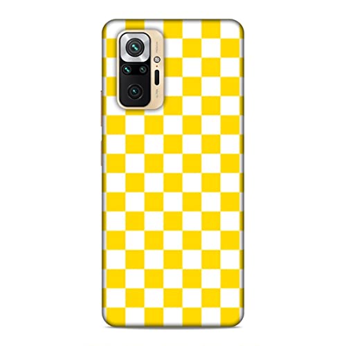 Image of Printed Mobile Back Hard Case Cover for Xiaomi Redmi Note 10 Pro Max | Check Print, Small Boxes, Yellow & White-2204