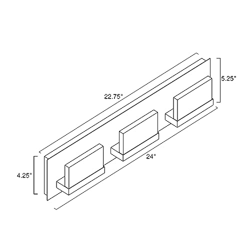 Kira Home Everett 24" Modern 3-Light 30W Integrated Led (180W Eq.) Bathroom/Vanity Light, Rectangular Acrylic Lenses, Energy Efficient, Eco-Friendly, 3000K Warm White Light, Brushed Nickel Finish #TOP5