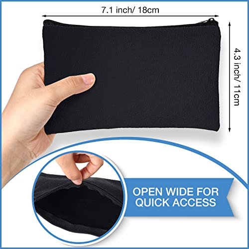 Image of Reginary 80 Pack Canvas Zipper Makeup Bags Bulk Pencil Pouches Blank DIY Craft Canvas Cosmetic Bag Pouch with Zipper for Makeup Cosmetic Toiletry Stationary Storage(All Black)