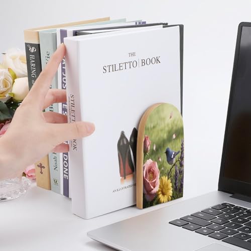 Sujetalibros modernos antideslizantes de madera para evitar la caída de libros 7