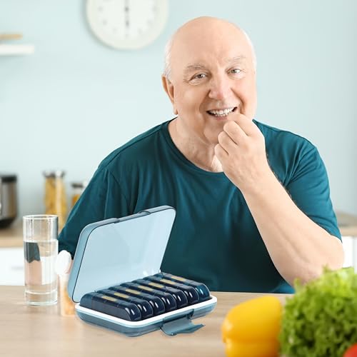 Image of Premium Unbreakable Medicine storage organizer- Waterproof Medicine organizer box- Medicine Box, 7 days Medicine Box For Home-Large Pill Organizer Box Case (Blue-4 Compartment)