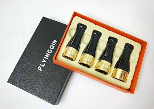 FLYINGQIN 4 Sizes Cigar Nozzle Holder Pure Copper Resin Sculpture Pattern Cigar Pipe Set Bright Silver Gold Vintage Silver (Gold)