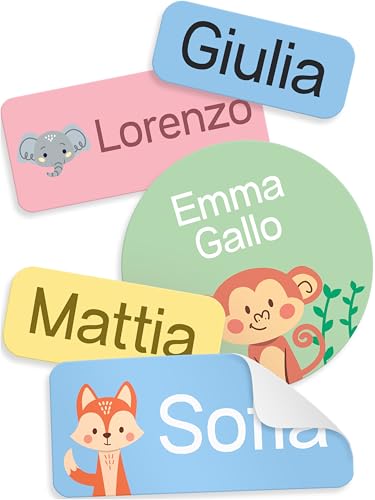 StiKiddo® Set Completo di 125 Etichette Personalizzabili per Bambini all'Asilo e alla Scuola Materna - Ideali per Abbigliamento e Oggetti, Prodotto in Germania - Rosa