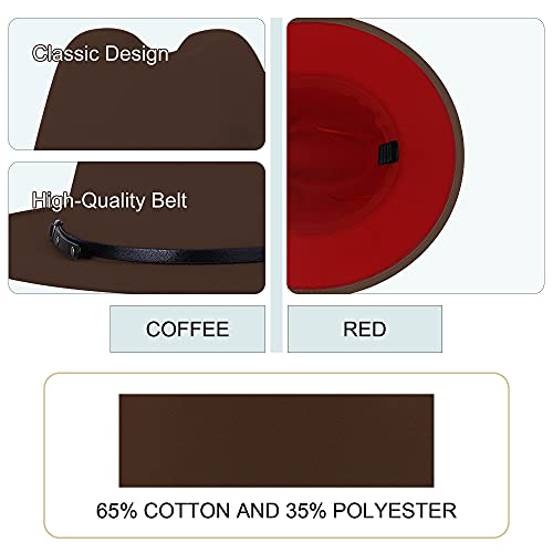 Image of Wide Brim Fedora Hats for Women Men Two Tone Dress Hat Felt Panama Hat in Two Audlt Size