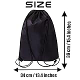 SAWANS Drawstring Bags Gym Swimming School Sports Bag Unisex 1PCS Trainer String Bag Sack Backpack PE Bags for Women Men Children Travel Beach Kids Boys Girls Outdoor Shopping (Black 1pc) - Image 2