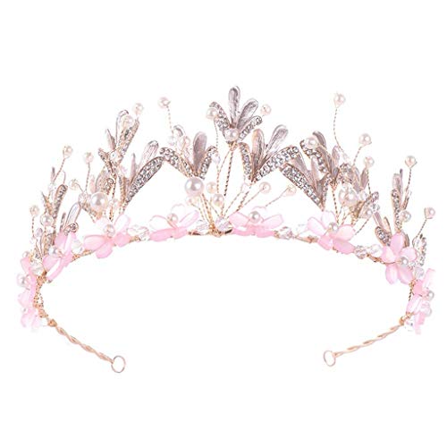 Corona de flores con diamantes que no pesa para novias elegantes