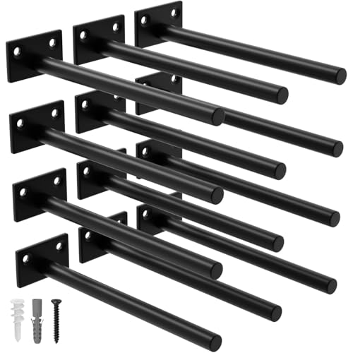 LEOPO 12-Pack 8 inch Floating Shelf Brackets, Hidden Shelf Bracket for Wood, Concealed Blind Shelving Support,Invisible Coated Brackets for DIY Decorative,Fit for Kitchen, Bathroom,Study Room