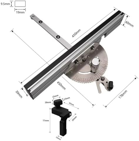 Adjustable Angle Fence Table Saw Gauge with Aluminum Guide Knob Precision Woodworking Router Table Essential for Accurate Cuts