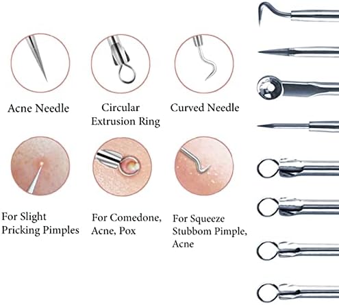 Blackhead Remover Tool Kit,4 Pieces Comedone Extractor Tool Blemish Whitehead Removal Acne Needle Pimple Spot Popper Stainless Steel (Blackhead Extractor Tool) (Pimple Needle)