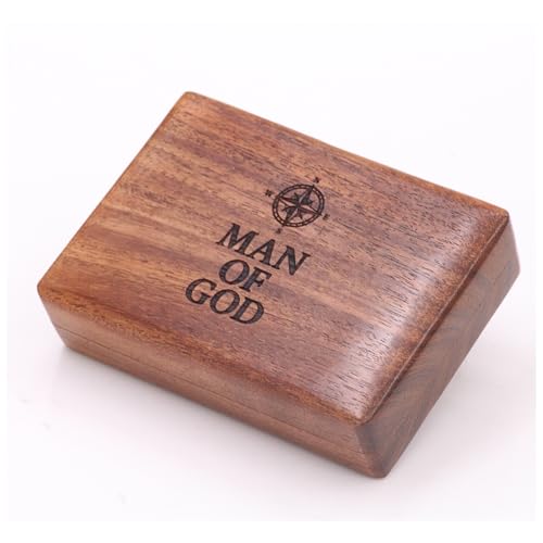 Brújula de bolsillo sólida de latón con caja de madera miniatura 2