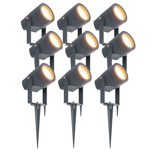 LED Extérieur Spot Ledvion IP44 1W | Lot de 9 piquets orientables pour jardin