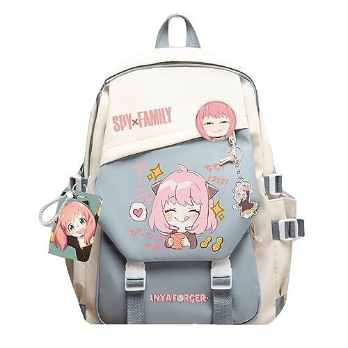 acsewater Spy x Family Mochila Anime Al Aire Libre Casual Escuela Bolsa Spy x Family Forger Anya Forger Yor Hombro Bolsa Bolsa De Viaje Bolsa De Lona