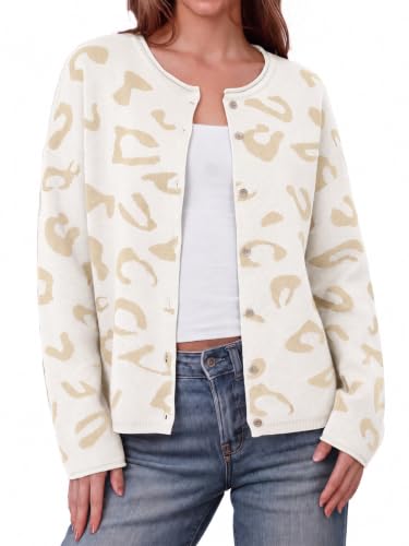 Image of Saodimallsu Womens Striped Cardigan Long Sleeve Button Down Knit Tops