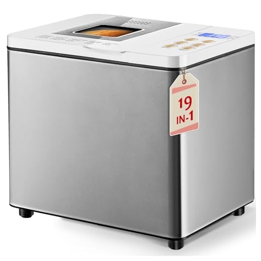 KEEPEEZ Máquina de Pão Aquecedores Duplos, Máquina de Fazer Pão Horizontal 19 em 1, Sem Glúten, Fermento, Massa de Pizza, Geléia, Configuração de Fritar, Aço Inoxidável, Pão de 900 g, 3 Cores de